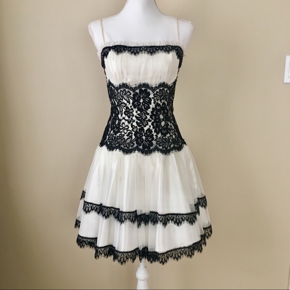 jessica mcclintock black and white dress
